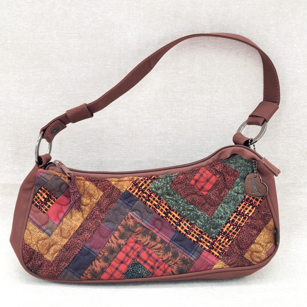 Donna Sharp Quilted Patchwork Rich Earthtones Shoulder Bag Fall Y2K Boho Purse